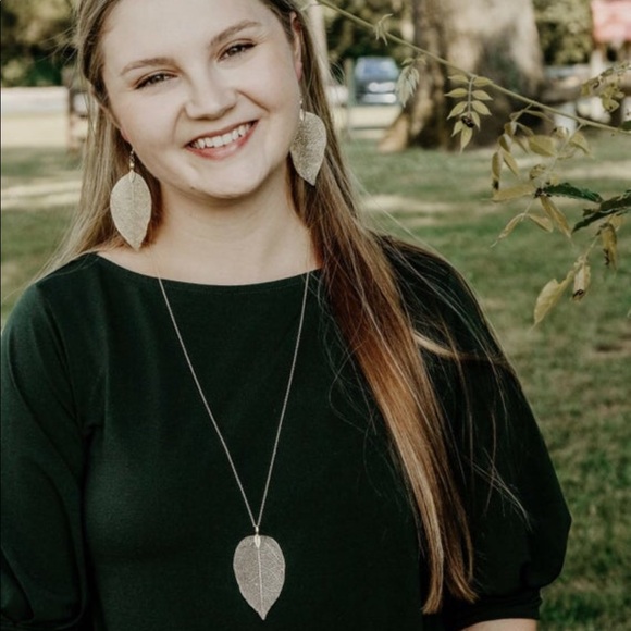 Natural Leaf Necklace or Earrings Multiple Colors - Picture 1 of 8